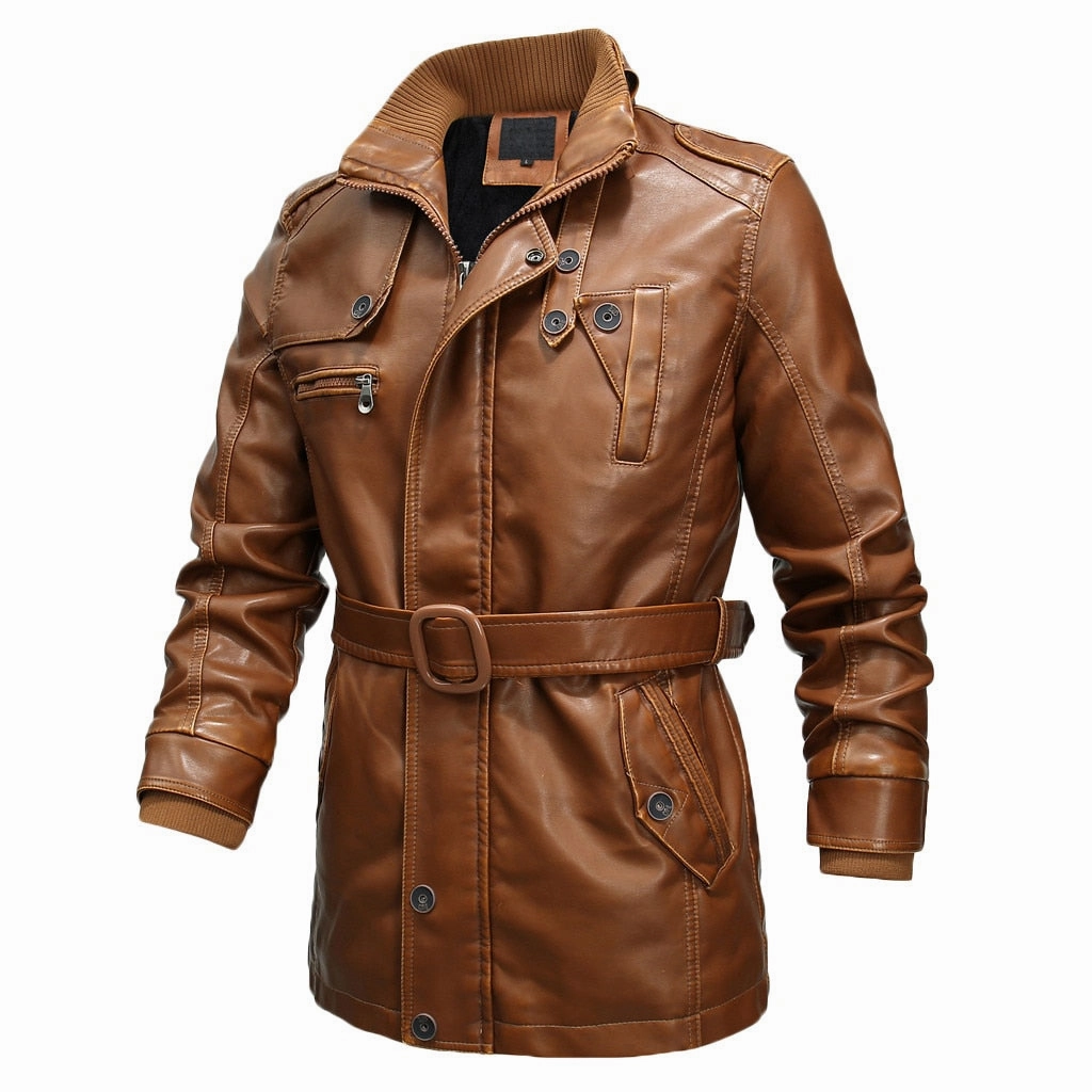 No Collar Soft Touch Texture West Louis? THE Greedy Gentle Season Leather Coat