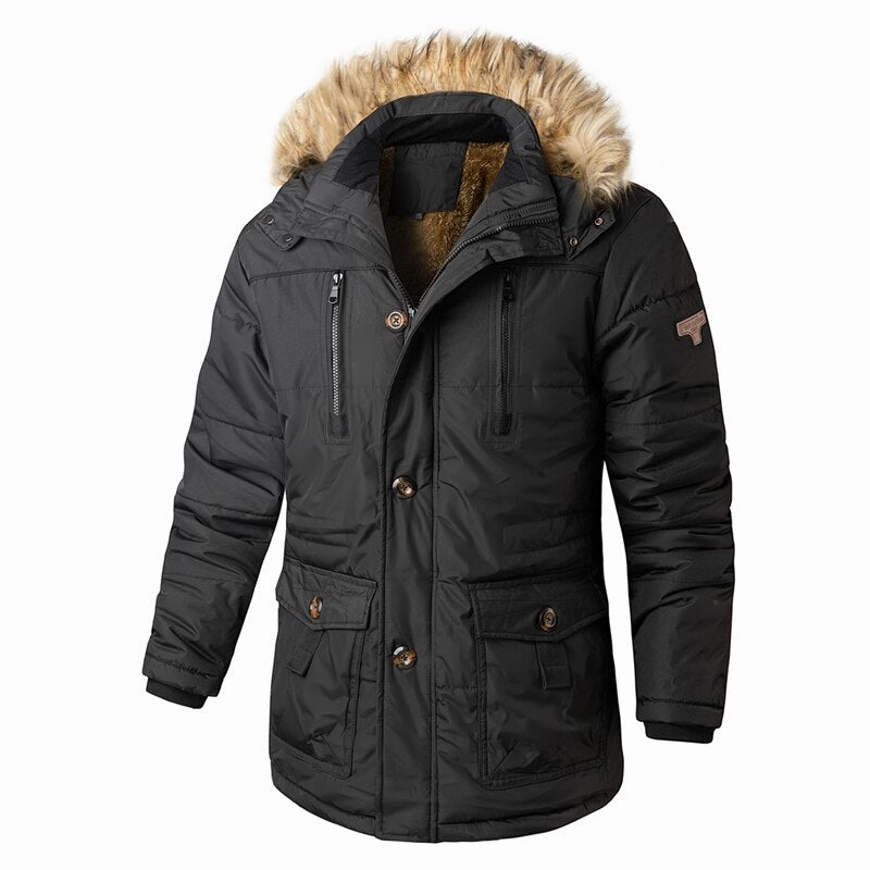 West Louis? Winter Alpine Polar Thick Windproof Fur Hooded Parka Micro Perforated Panels