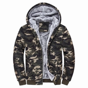 Soft Inner Lining West Louis? Winter Thick Fleece Camo Hoodie