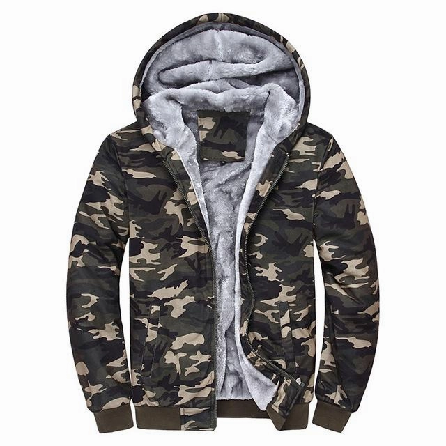Soft Inner Lining West Louis? Winter Thick Fleece Camo Hoodie