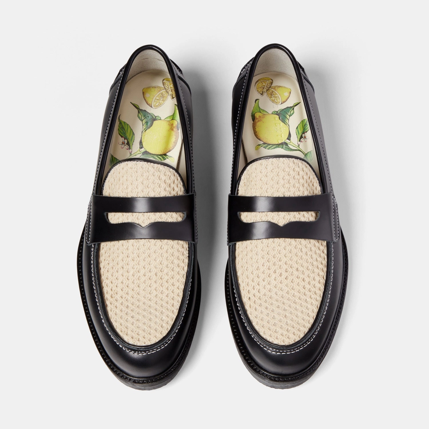 Light Stroll Wilde Black   White Rattan Penny Loafer - Men's