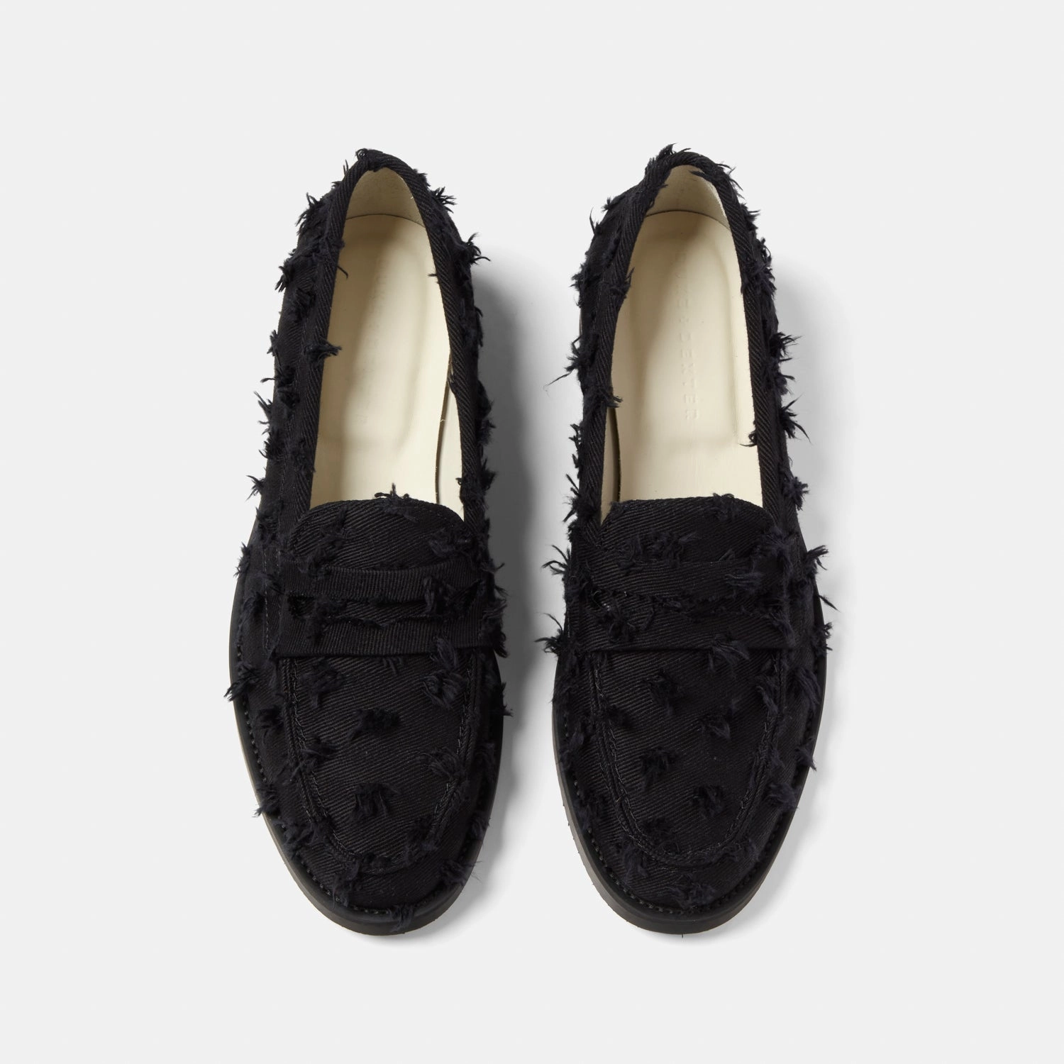 Woven Leather Steady Walks Wilde Black Punched Denim Penny Loafer - Women's