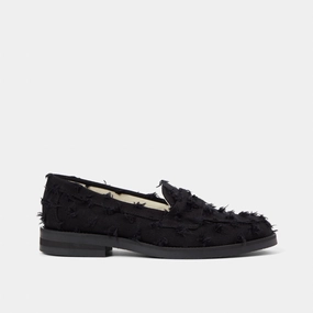 Wilde Black Punched Denim Penny Loafer - Women's Wide Path Comfy Fit
