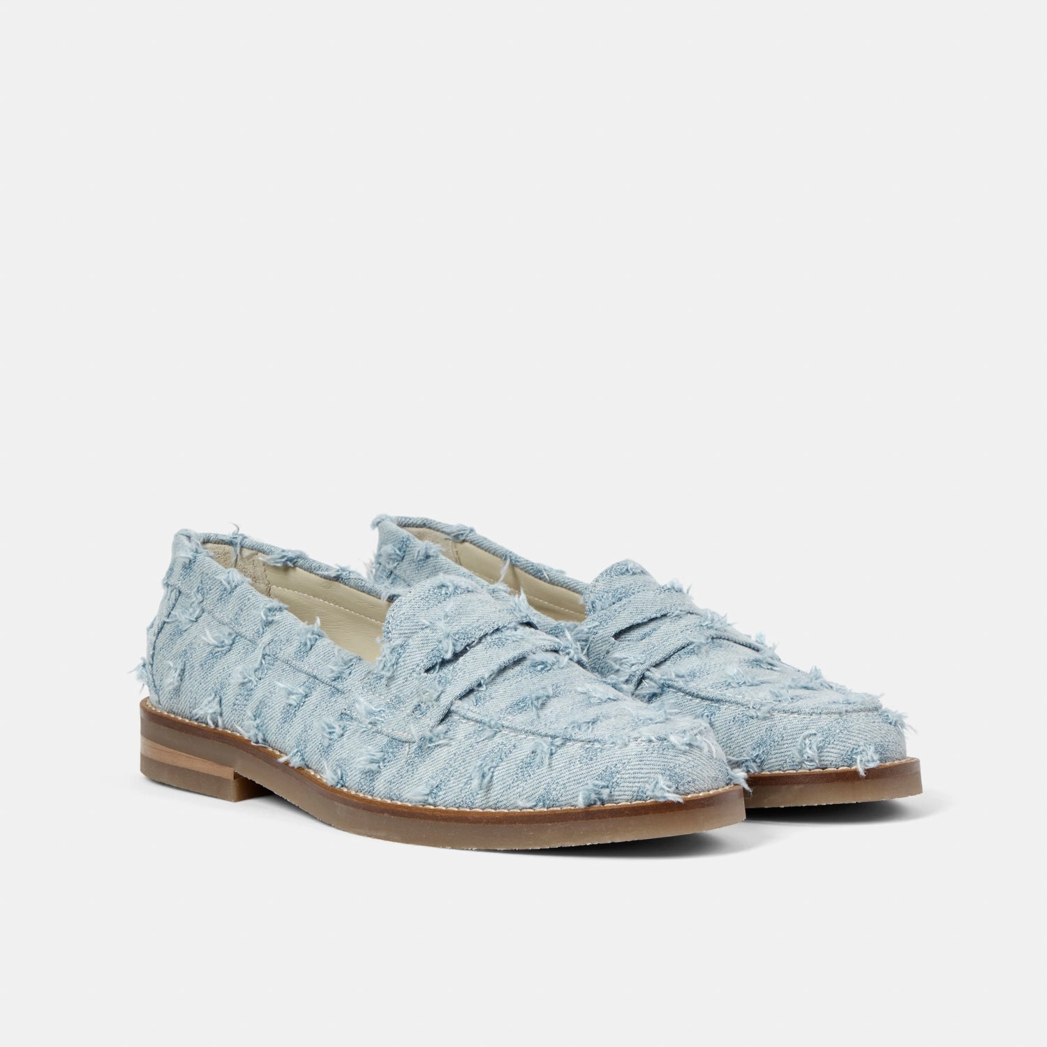 Wilde Blue Punched Denim Penny Loafer - Women's Dinner Outing Toe Sure