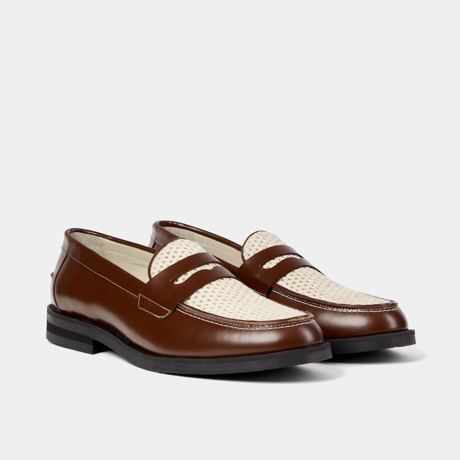 Wilde Chestnut   White Rattan Penny Loafer - Men's Green Lane Lightweight Fit