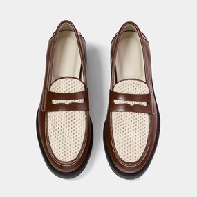 Wilde Chestnut   White Rattan Penny Loafer - Men's Easy Wear