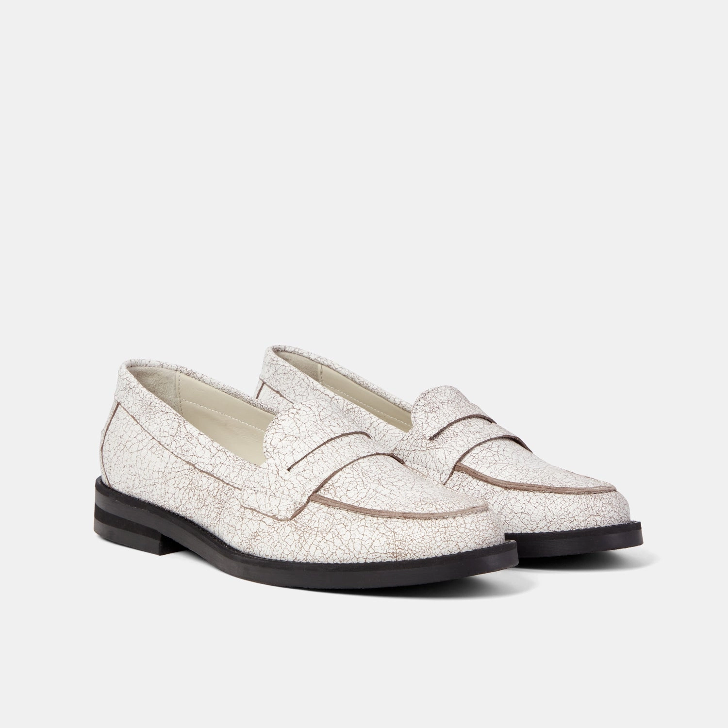 Pastel Tones Wilde White Cracked Penny Loafer - Women's