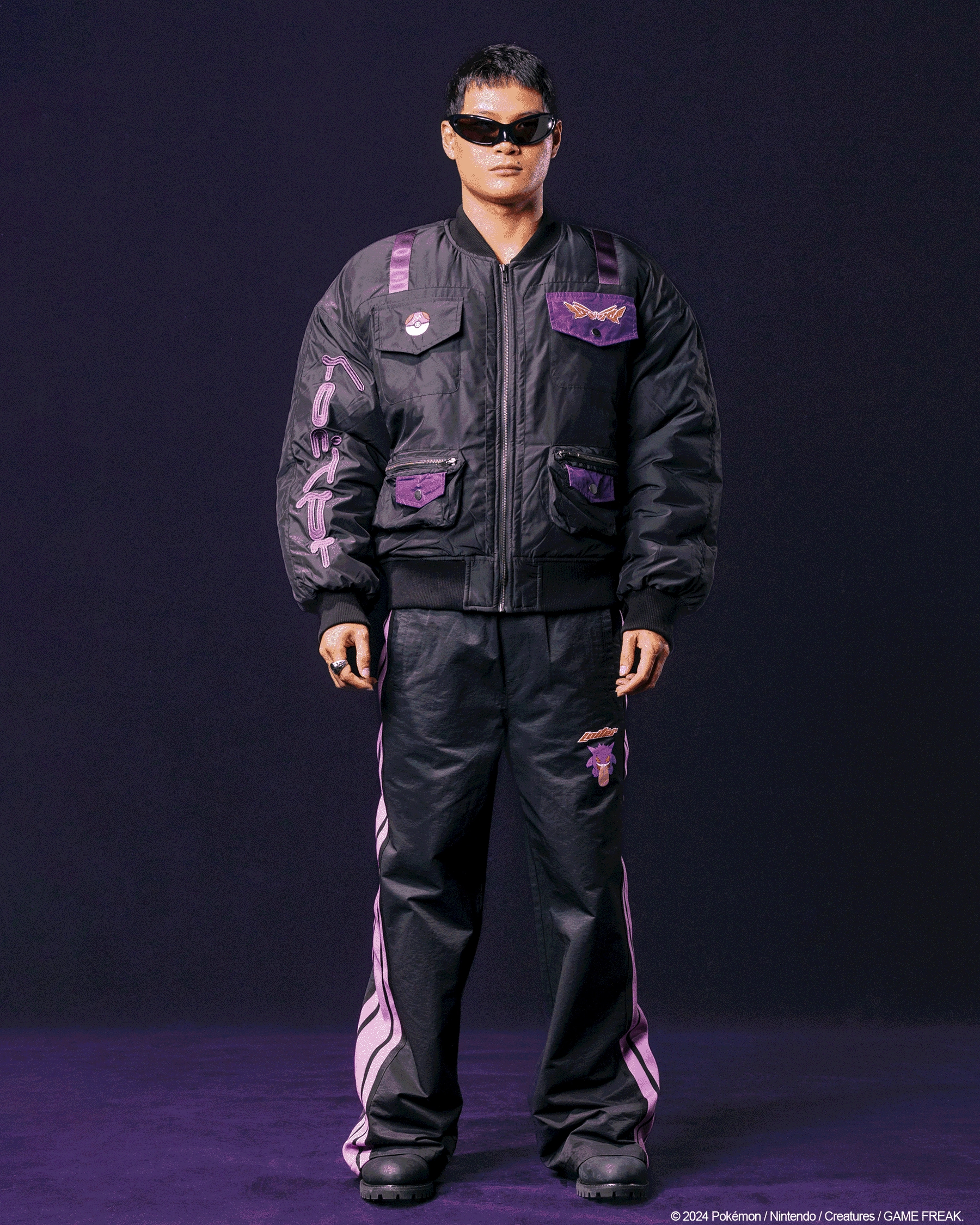 Pok??mon By Loiter Master Ball Bomber Jacket Black Single Buttons