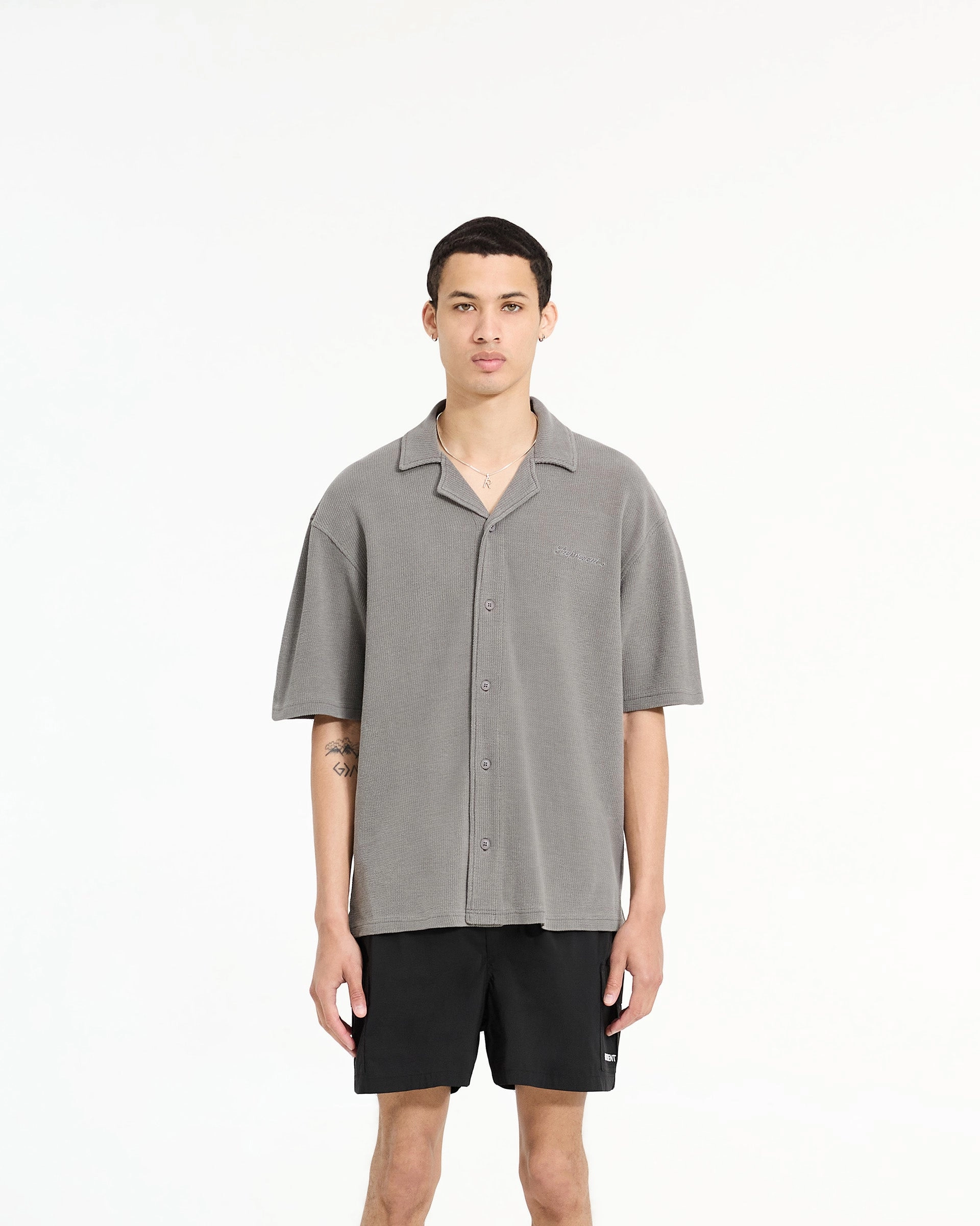 Waffle Shirt - Ultimate Grey Layering Essential Special Occasion