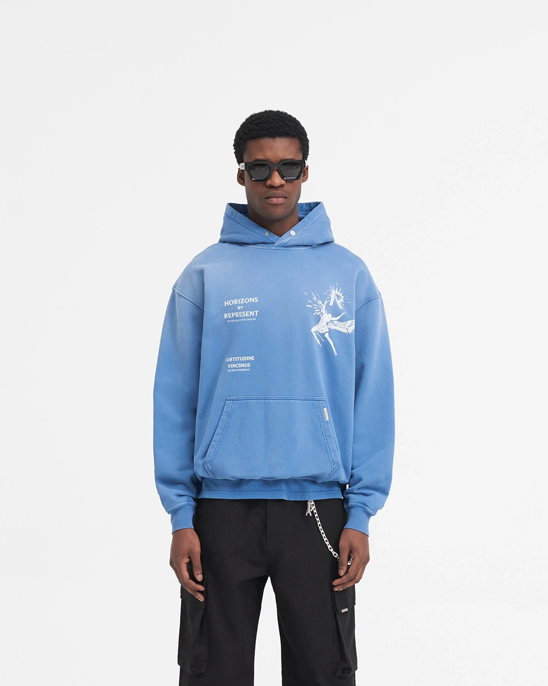Fleece Lined Owl like Icarus Hoodie - Sky Blue