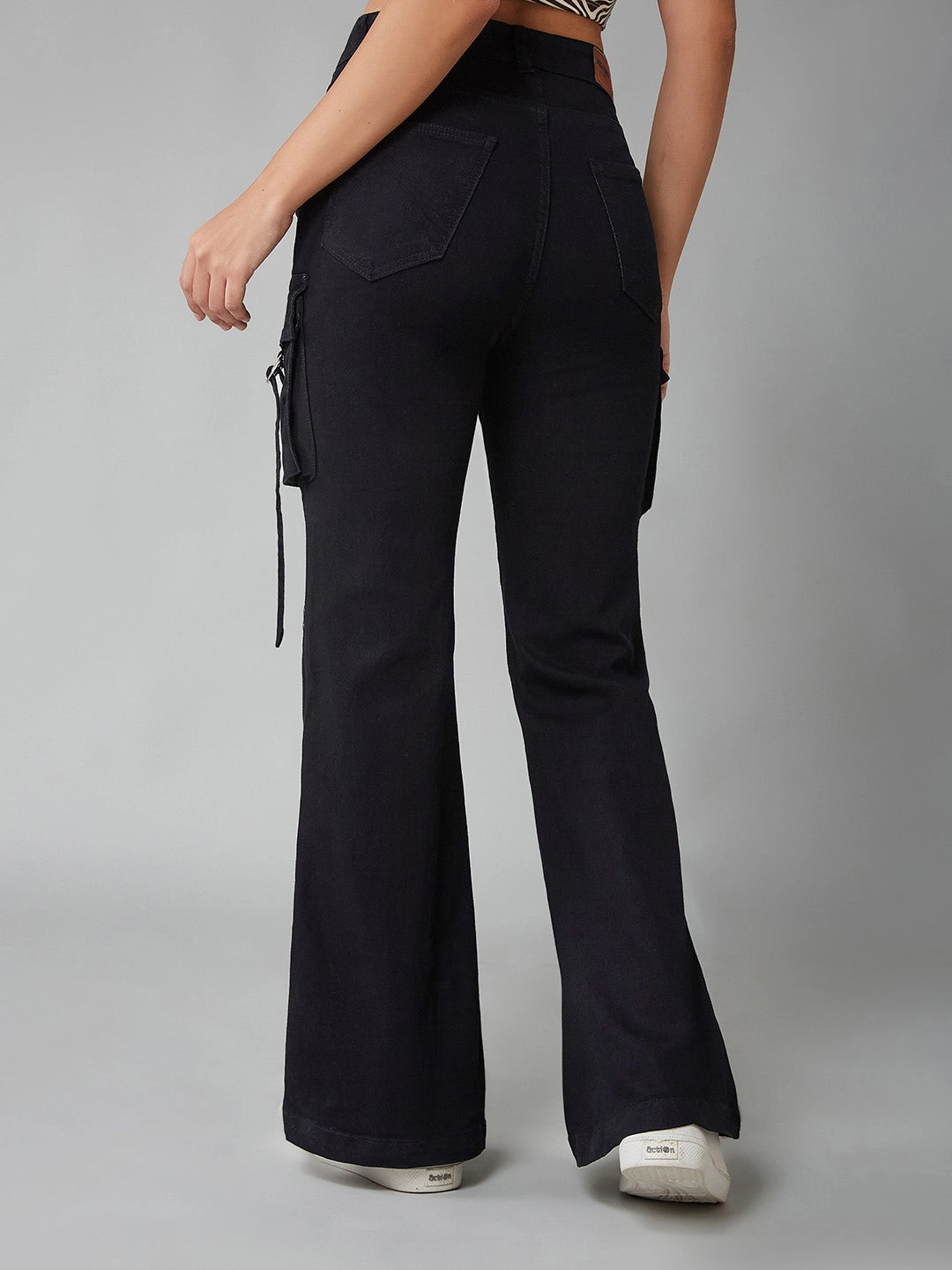 Women's Black Bootcut High-Rise Clean-Look Regular-Length Stretchable Denim Jeans Brunch Outfit Casual