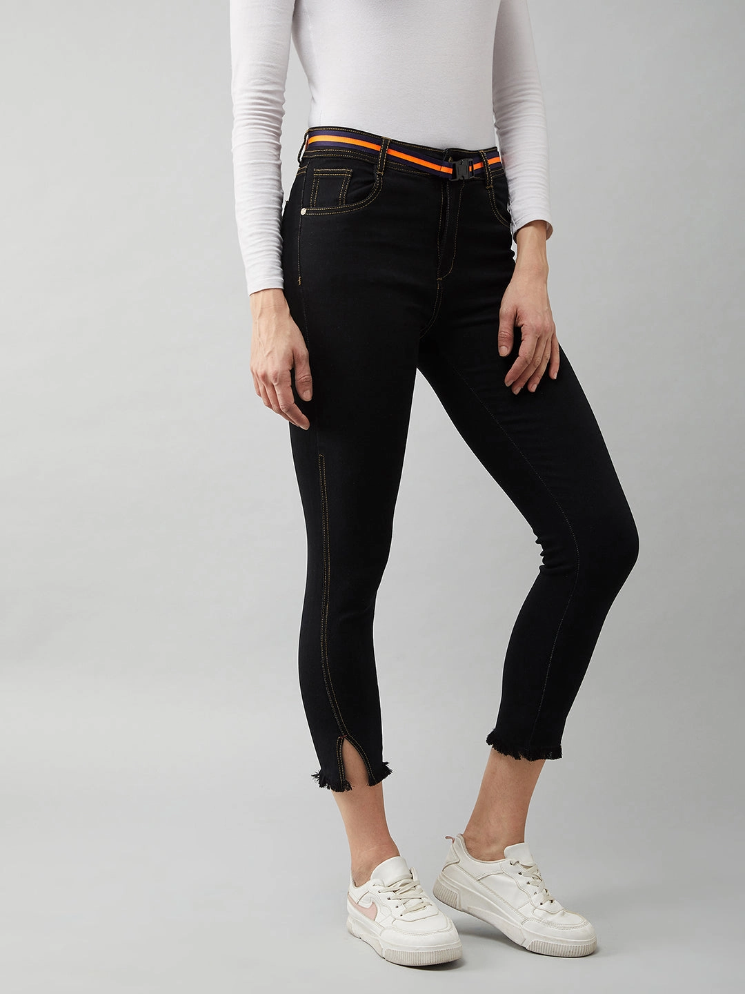 Flawless Look Women's Black Skinny-Fit High-Rise Ankle Length Stretchable Denim Jeans