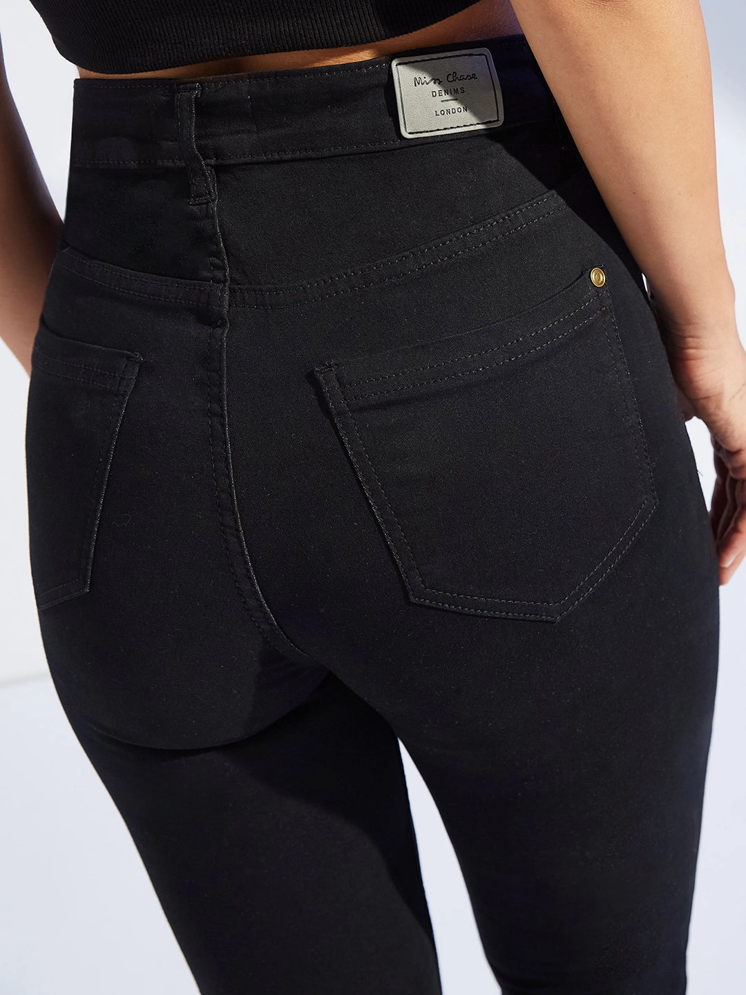 Women's Black Skinny-Fit High-Rise Regular-Length Stretchable Denim Jeans Perfect For Daily Style Element