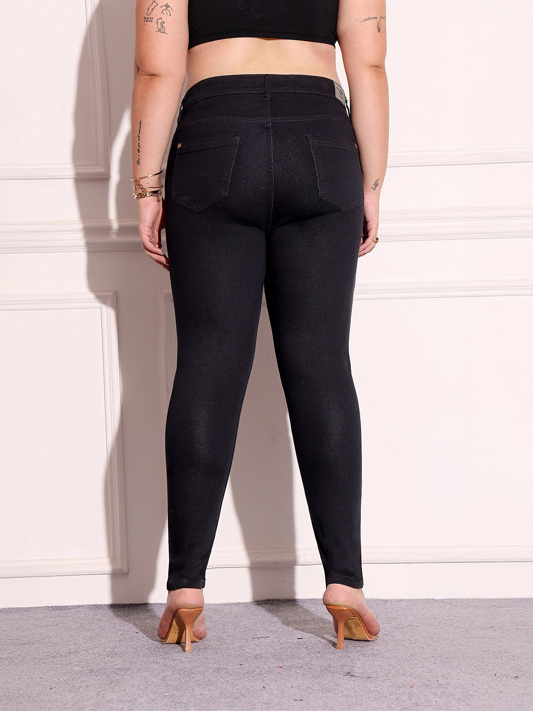 Comfortable Style Morning Stroll Stretch Women's Black Skinny Fit High-Rise Stretchable Denim Jeans