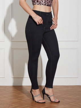 Go Anywhere Look Women's Black Skinny High Rise Clean Look Cropped Stretchable Denim Jeans