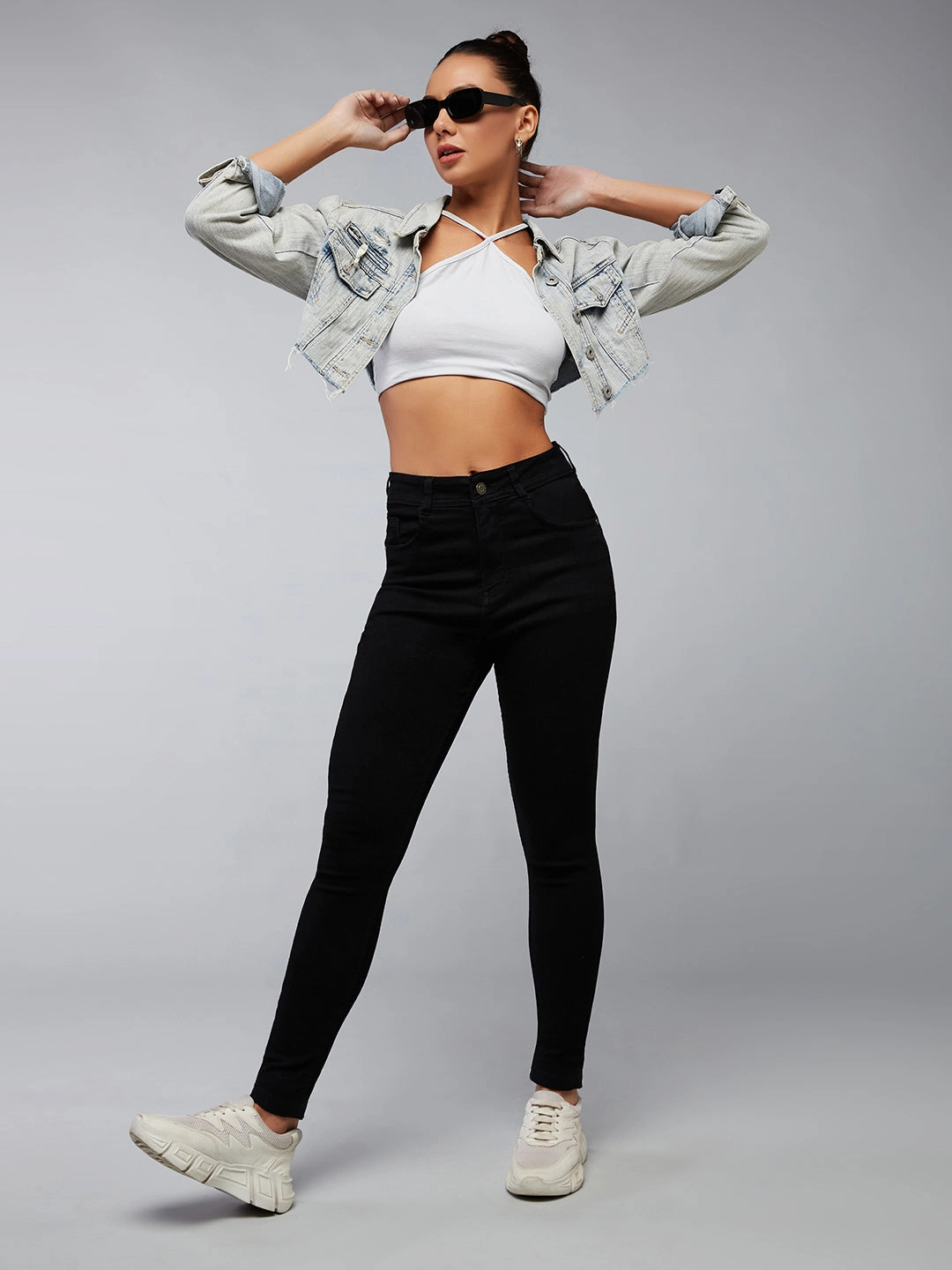 Basic Attire Traveler Gear Earthy Women's Black Slim-Fit High-Rise Acid Wash Stretchable Denim Jeans