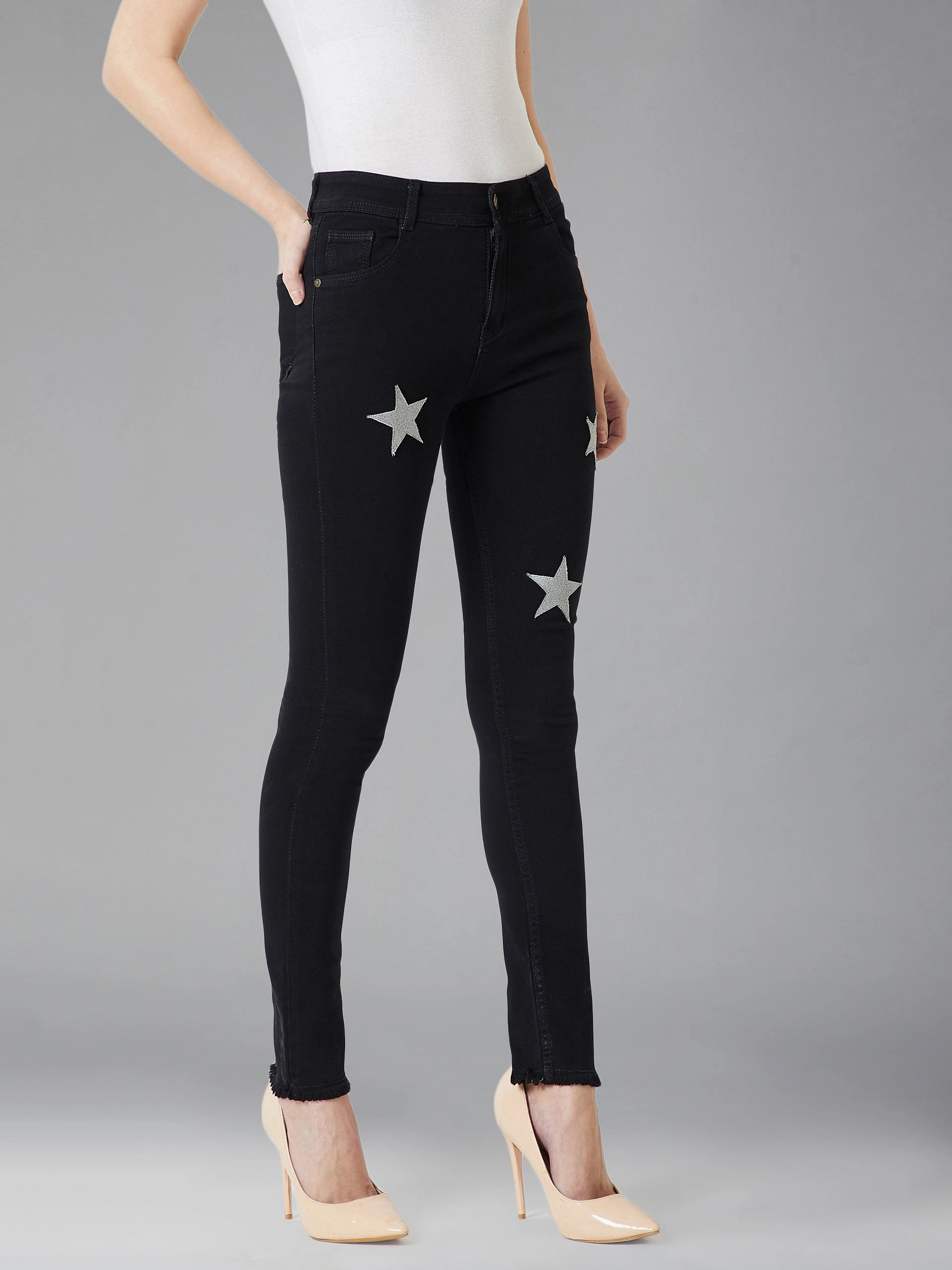 Sustainable Evening Stroll Casual Bold Look Parent Style Women's Black Slim-Fit High-Rise Stretchable Denim Jeans