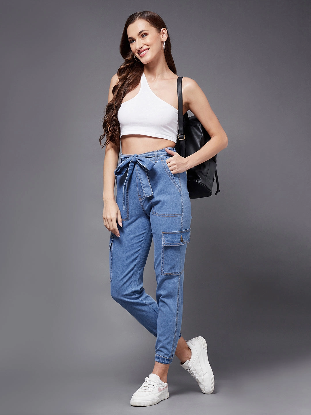 Women's Blue High-Rise Stretchable Denim Joggers SoftTouchFinish Slim Fit Design