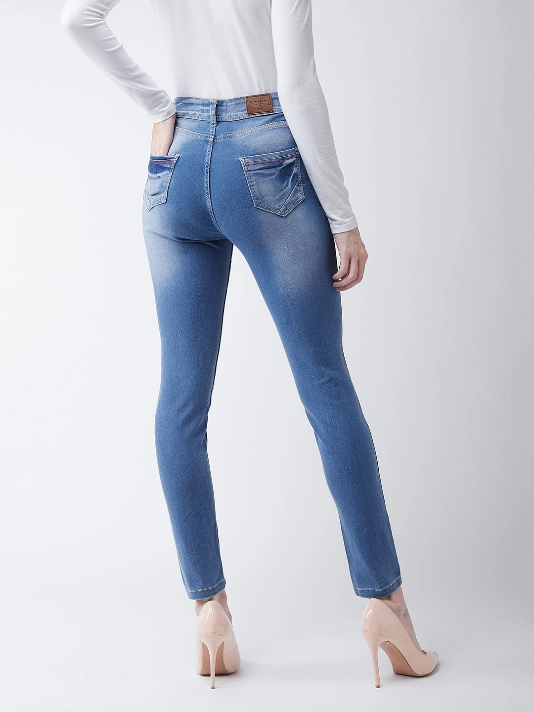 Women's Blue Skinny-Fit High-Rise Stretchable Denim Jeans Casual Comfort