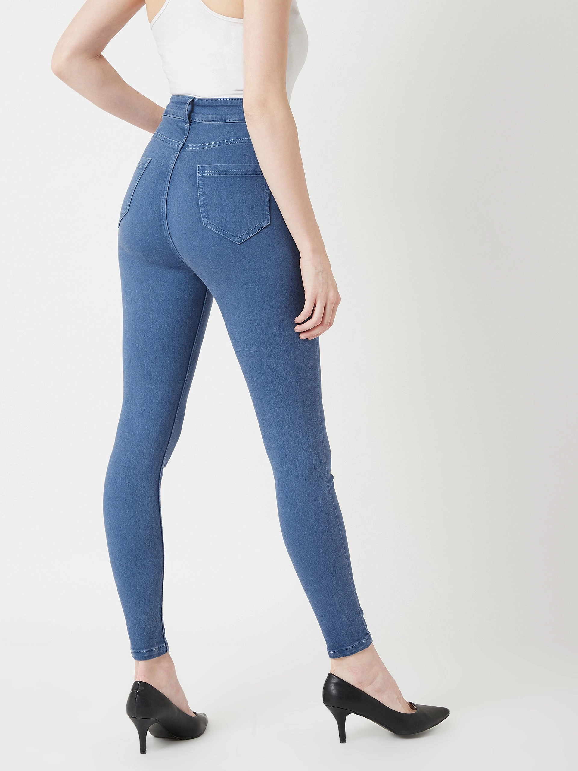 Women's Blue Skinny High-Rise Stretchable Denim Jeans Eco Friendly Dye Process