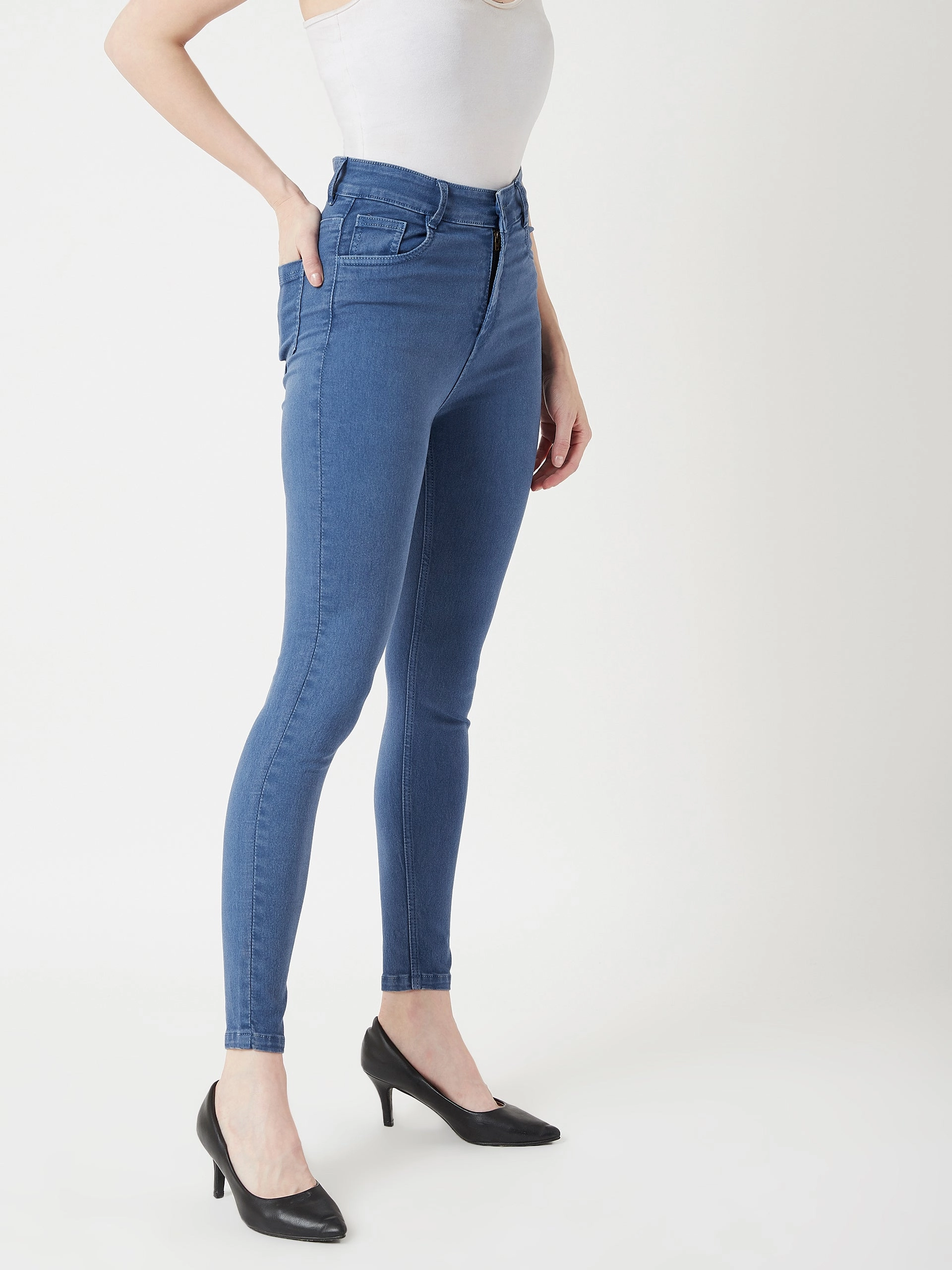 Bold Earthy Women's Blue Skinny High-Rise Stretchable Denim Jeans