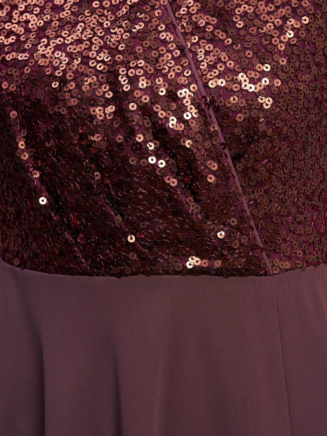 Women's Mauve & Wine V-Neck Sleeveless Embellished Wrap Maxi Dress Simple Texture