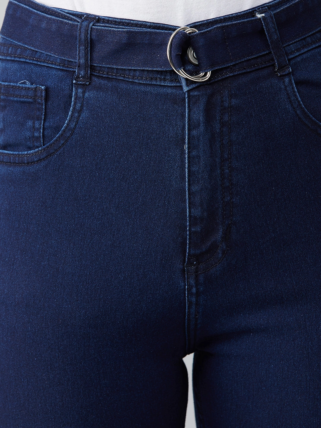 No Gap Waist Design Women's Navy-Blue Cotton Skinny-Fit Relaxed High-Rise Stretchable Denim Jeans