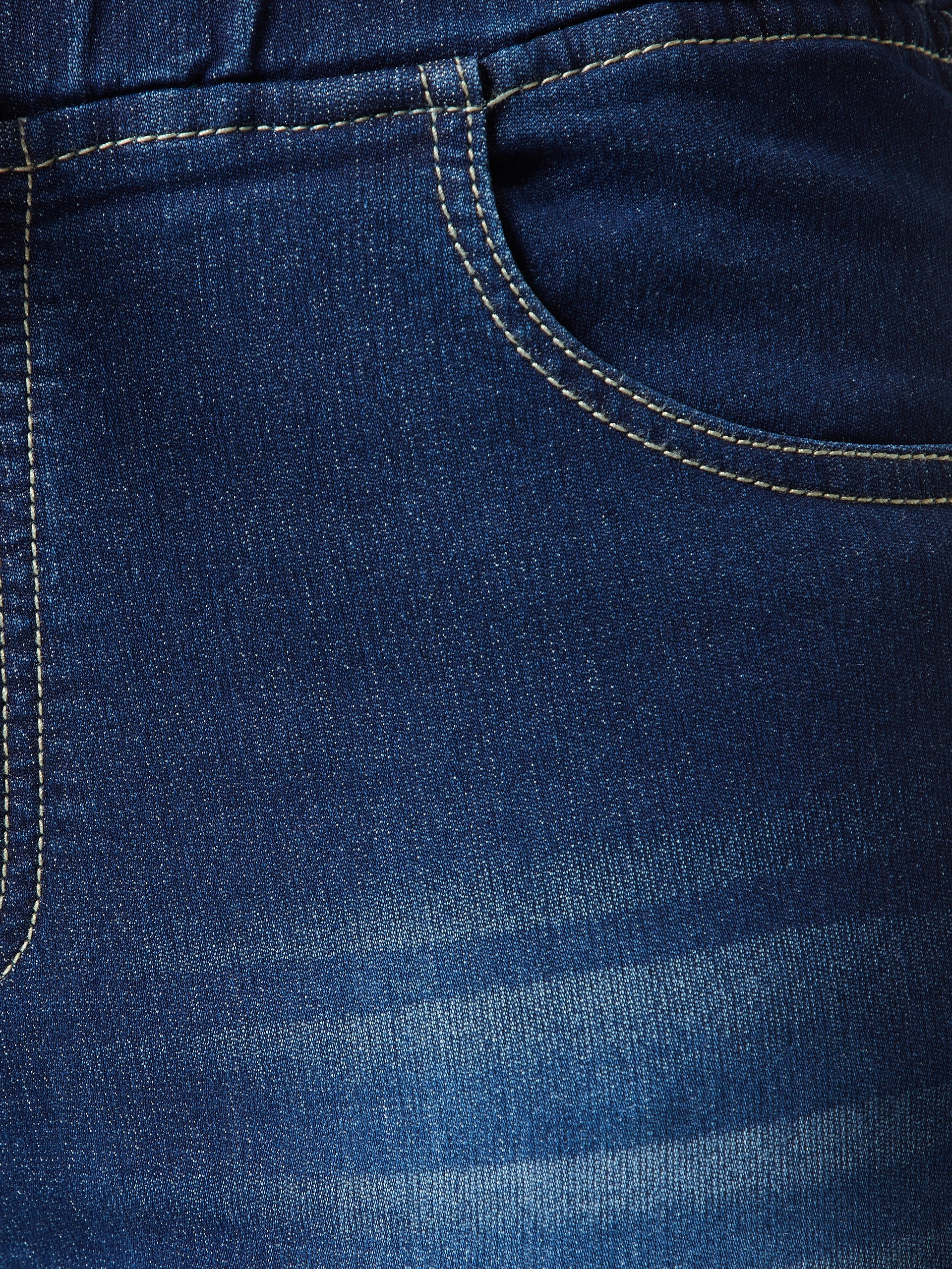 WaterRepellentCoating Tough Build Women's Navy Blue Relaxed Fit Mid Rise Regular Length Scraping Detailing Stretchable Denim Joggers