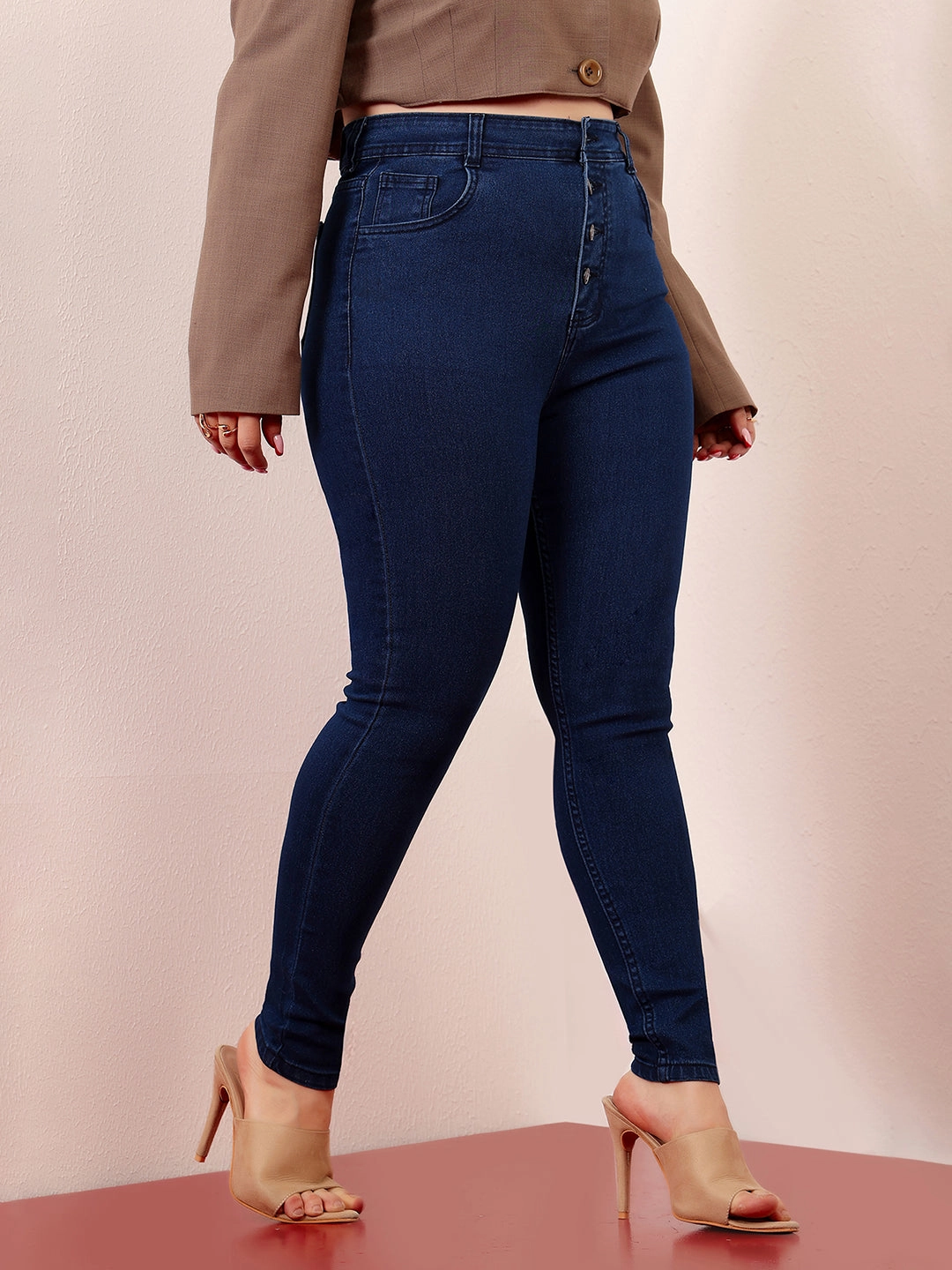 Gym Ready Vibrant Bold Women's Navy Blue Skinny-Fit High-Rise Regular-Length  Stretchable Denim Jeans