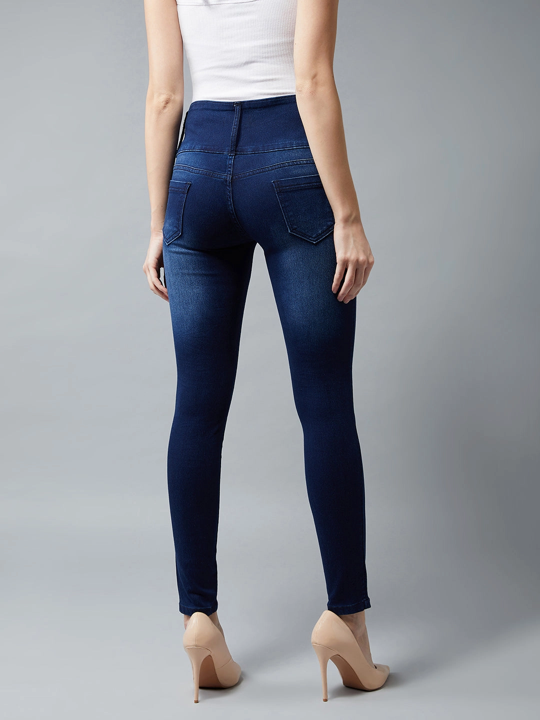 Everyday Outdoor Enthusiast Vibrant Loose Spring Mood Women's Navy Blue Skinny-Fit High-Rise Regular Length Stretchable Denim Pants