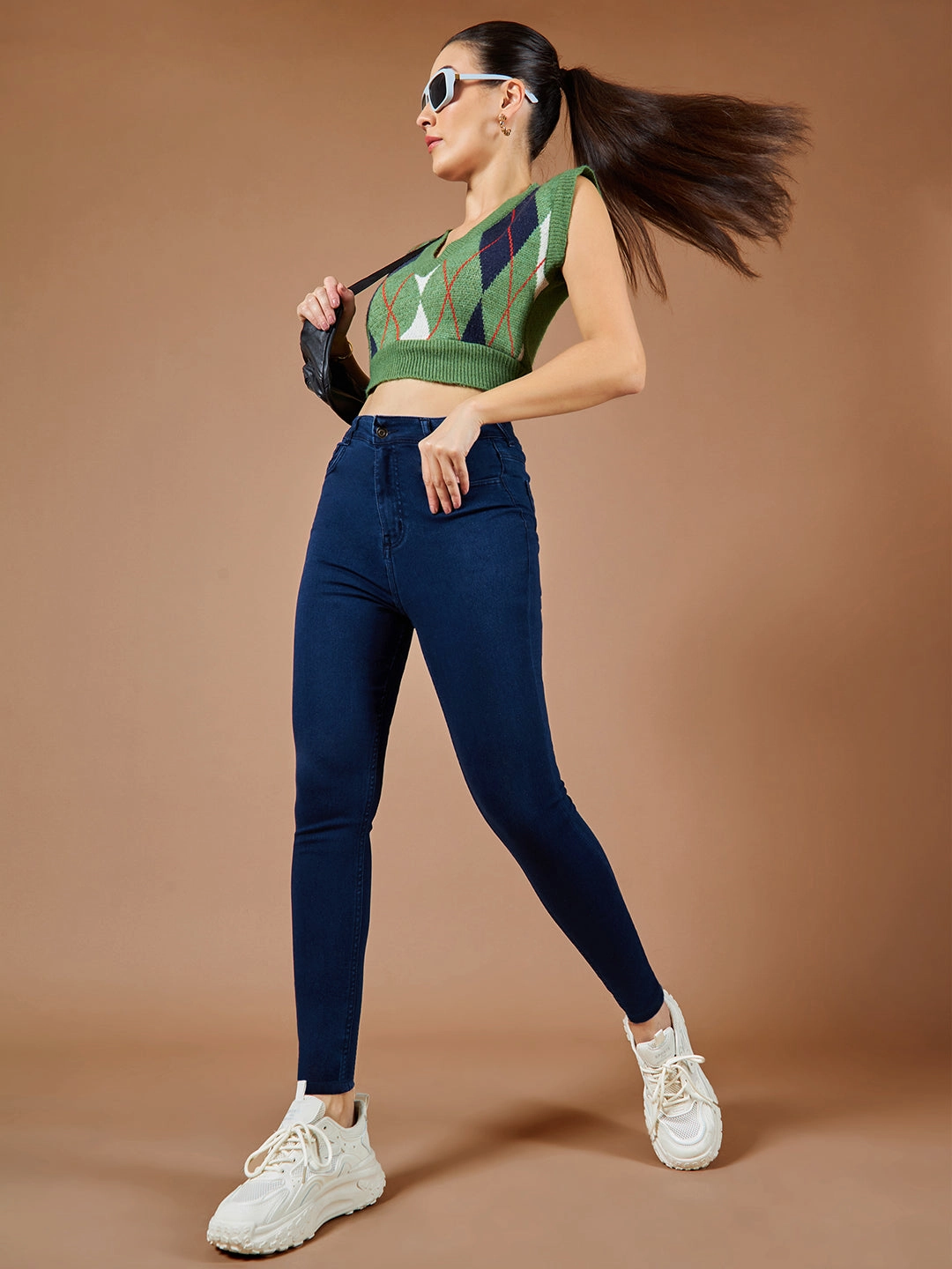 Traveler Gear Sustainable Quick Dry Weave Technology Women's Navy-Blue Skinny High-Rise Stretchable Denim Jeans