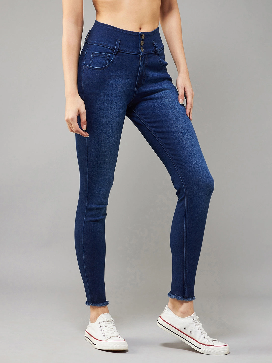 Trend Setter Chill Outfit Style Statement Women's Navy-Blue Skinny High-Rise Stretchable Denim Jeans