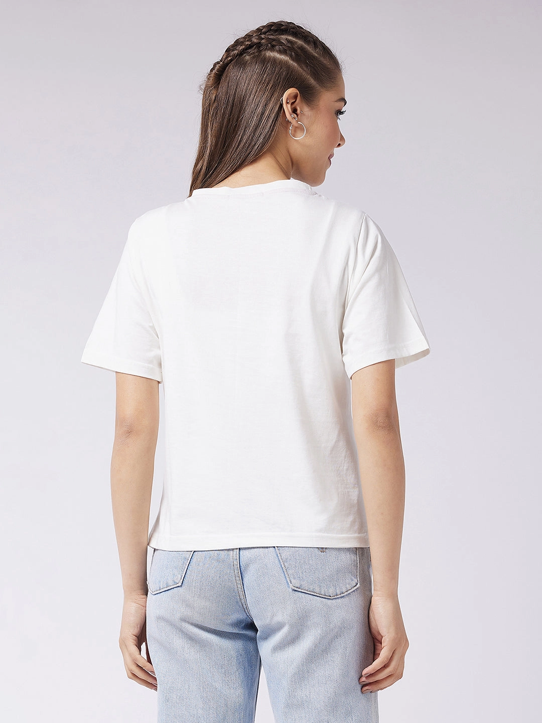 NonIrritating Seams TearResistant Blends Women's White Round Neck Short Sleeve Solid Regular T-shirt