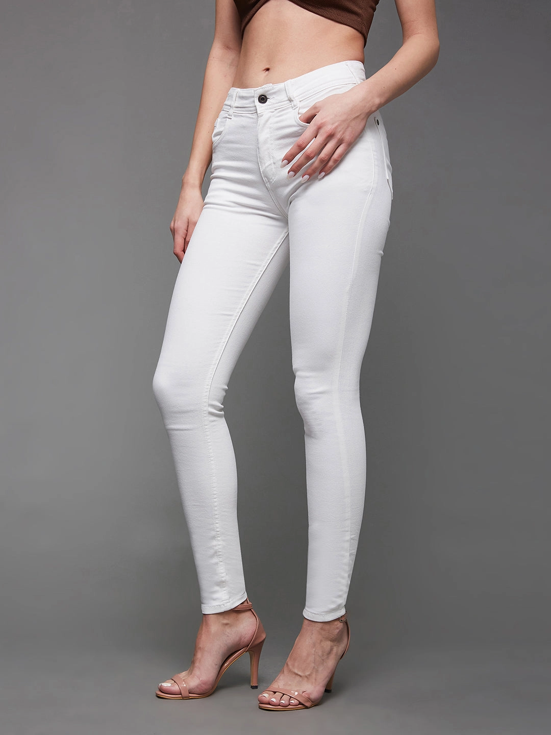 Urban Explorer Trend Setter Utility Basic Women's White Skinny High-Rise Stretchable Denim Jeans