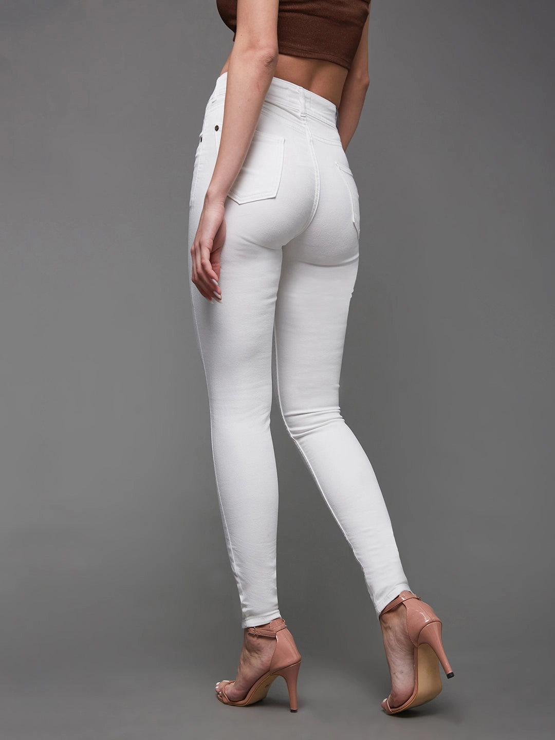 Women's White Skinny High-Rise Stretchable Denim Jeans Suitable Fit Spring Mood Bold Look