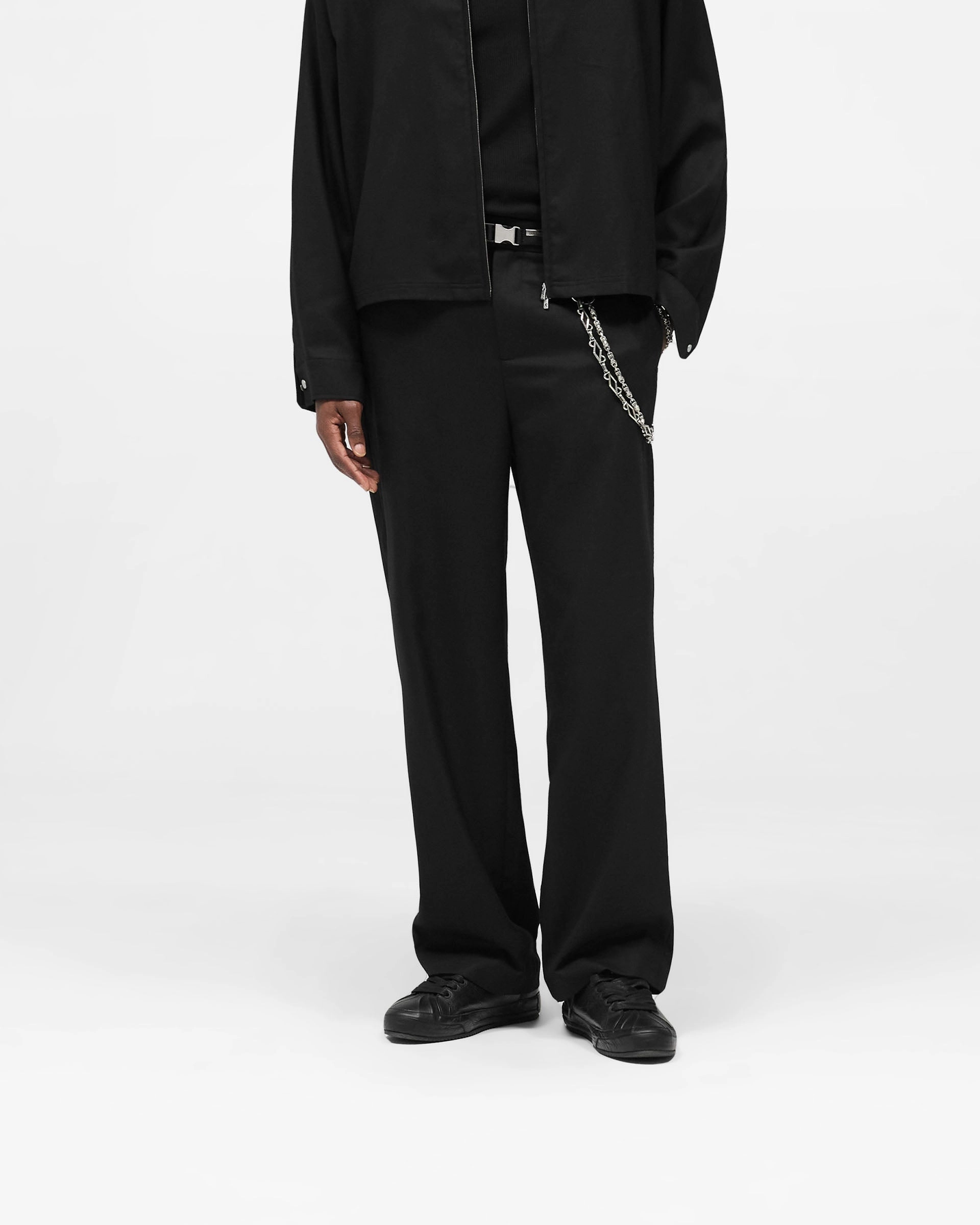 Soft Brushed Lining Static free Wool Pant - Jet Black