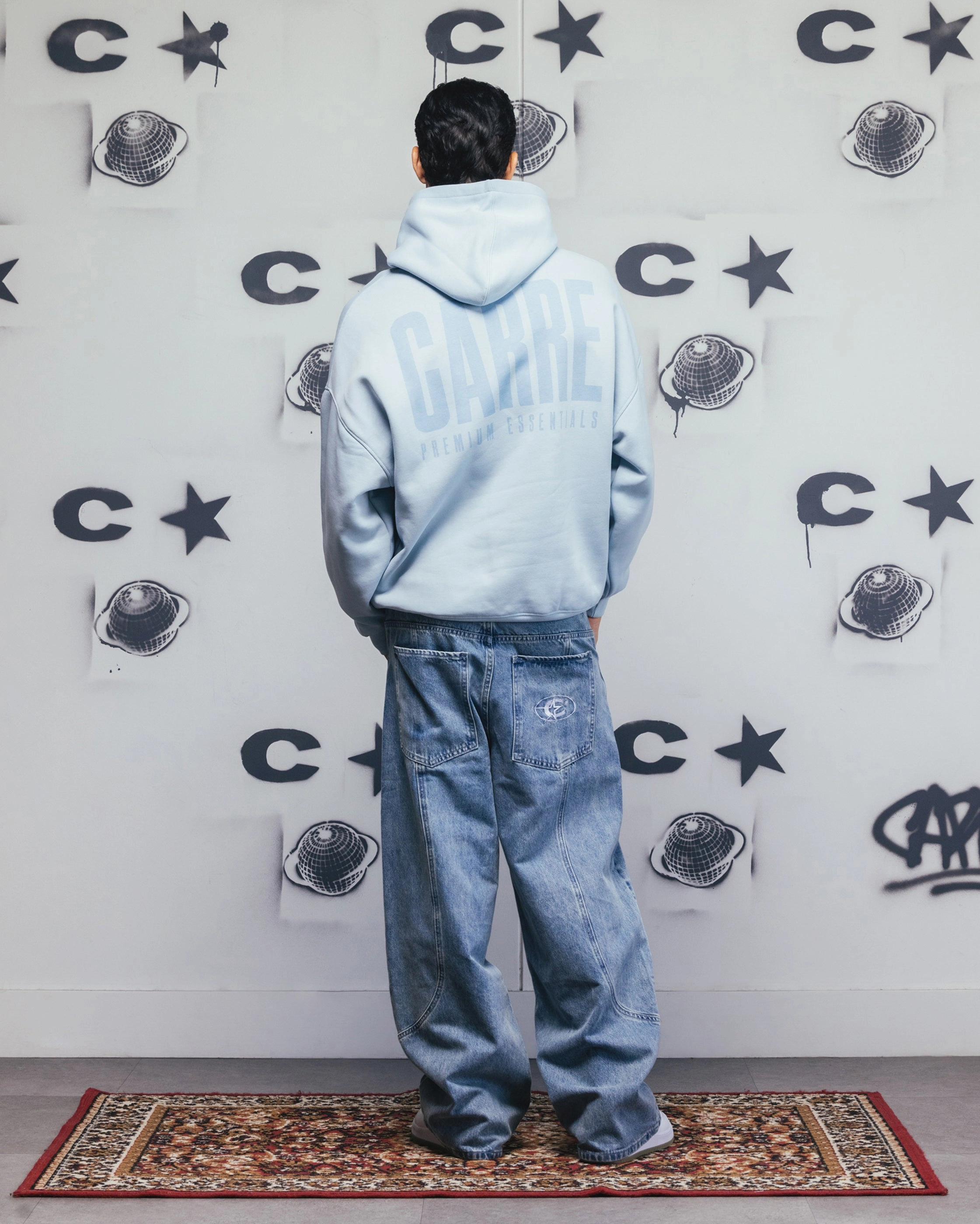 Carre Premium Essentials Hoodie Baby Blue Placket Detailing