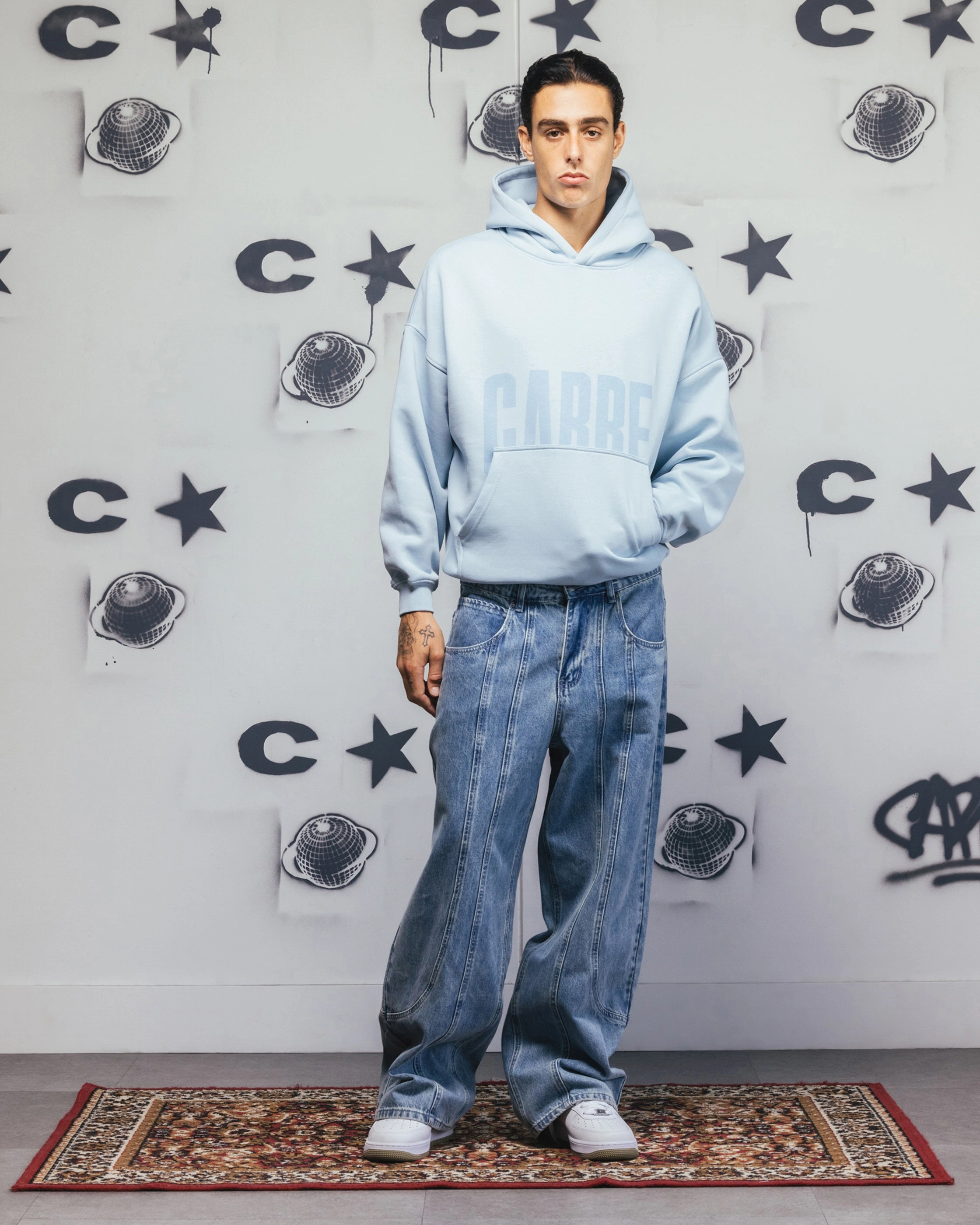 Carre Premium Essentials Hoodie Baby Blue Antimicrobial Finish Sporty Blouse