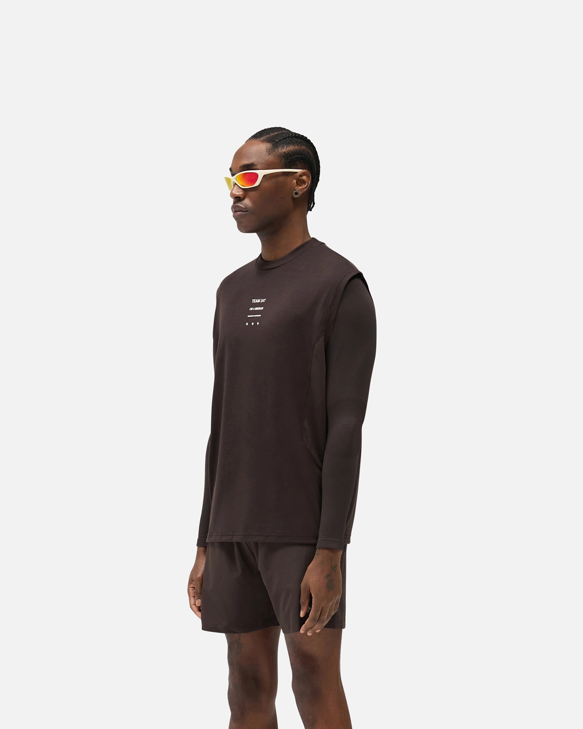 Quick Dry Fit Multi Purpose Wear 247 Uprising Oversized Tank - Chocolate