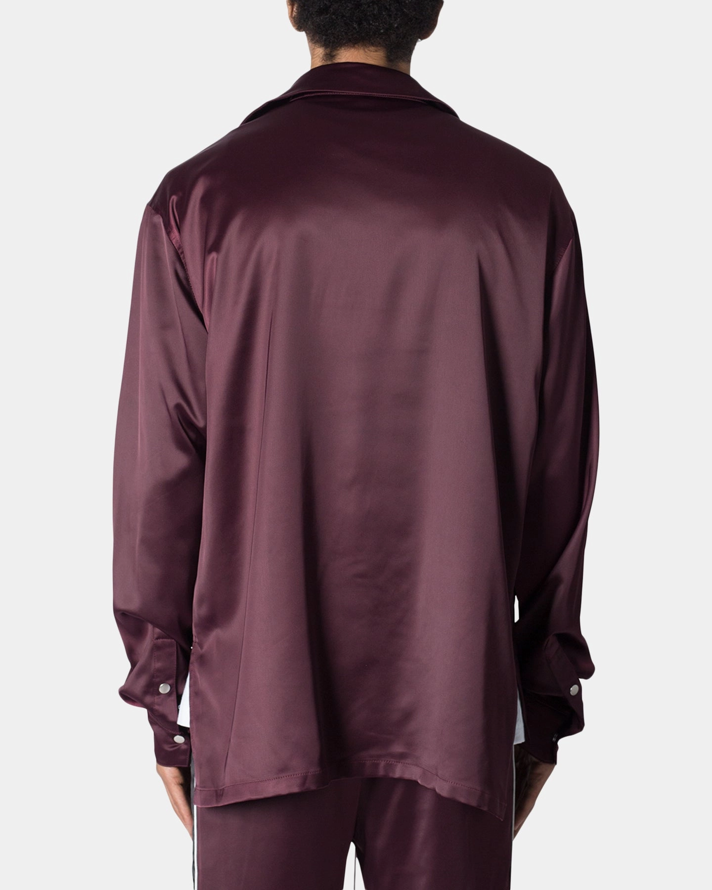 Eco Friendly Dye Sporty Blouse MNML Studded Pajama Shirt Burgundy