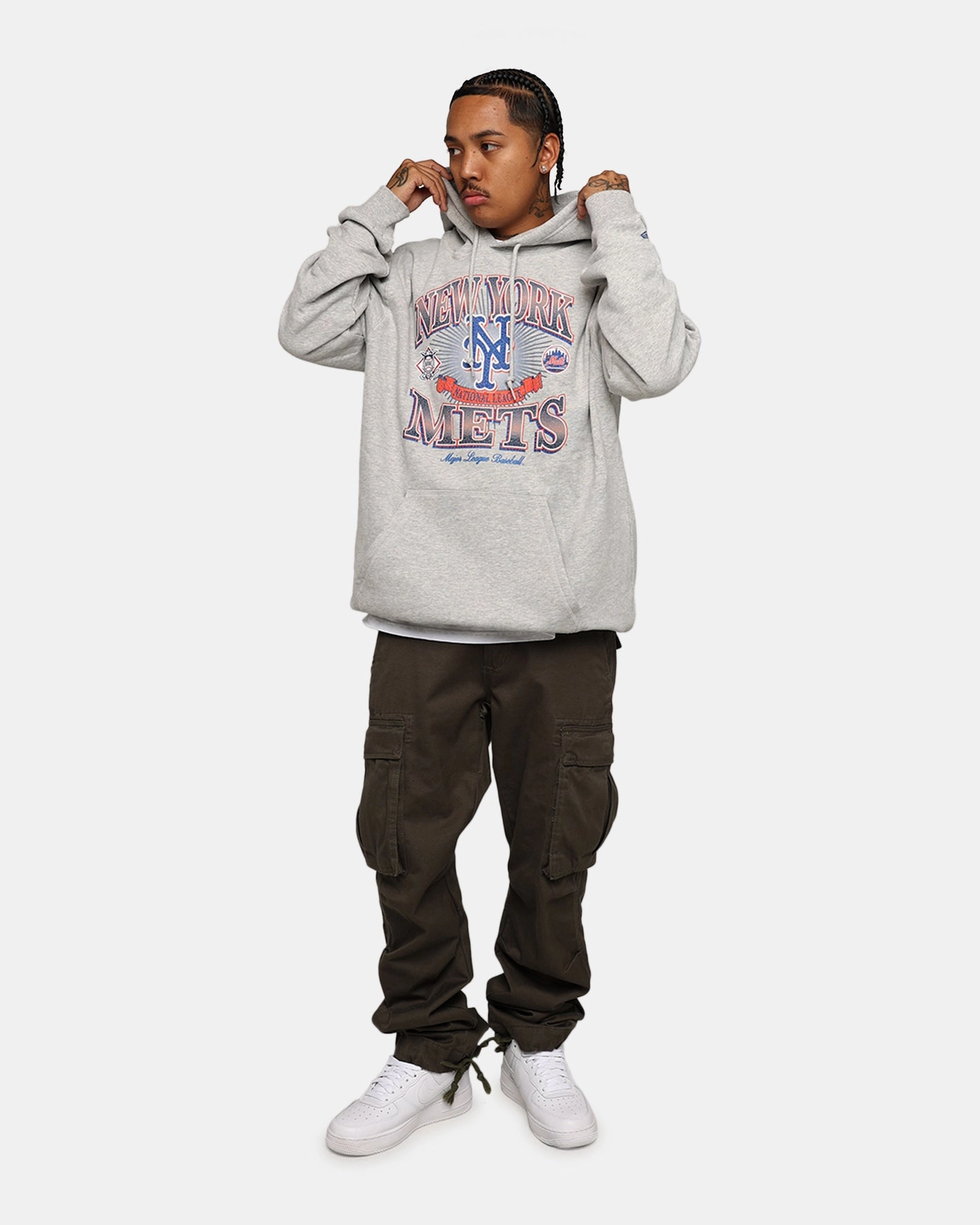 New Era New York Mets Pullover Hoodie Grey Seamless Construction Design FourWayStretch