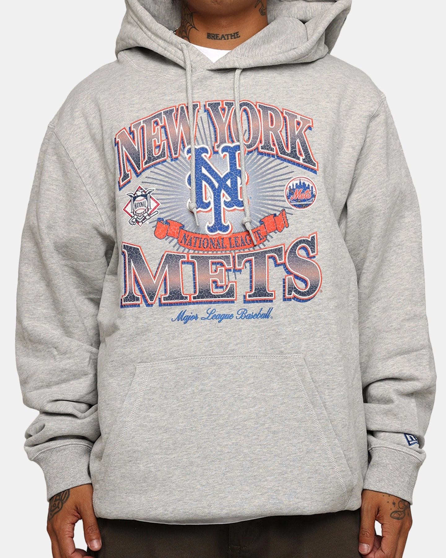 New Era New York Mets Pullover Hoodie Grey All-Purpose BondedSeamTechnology
