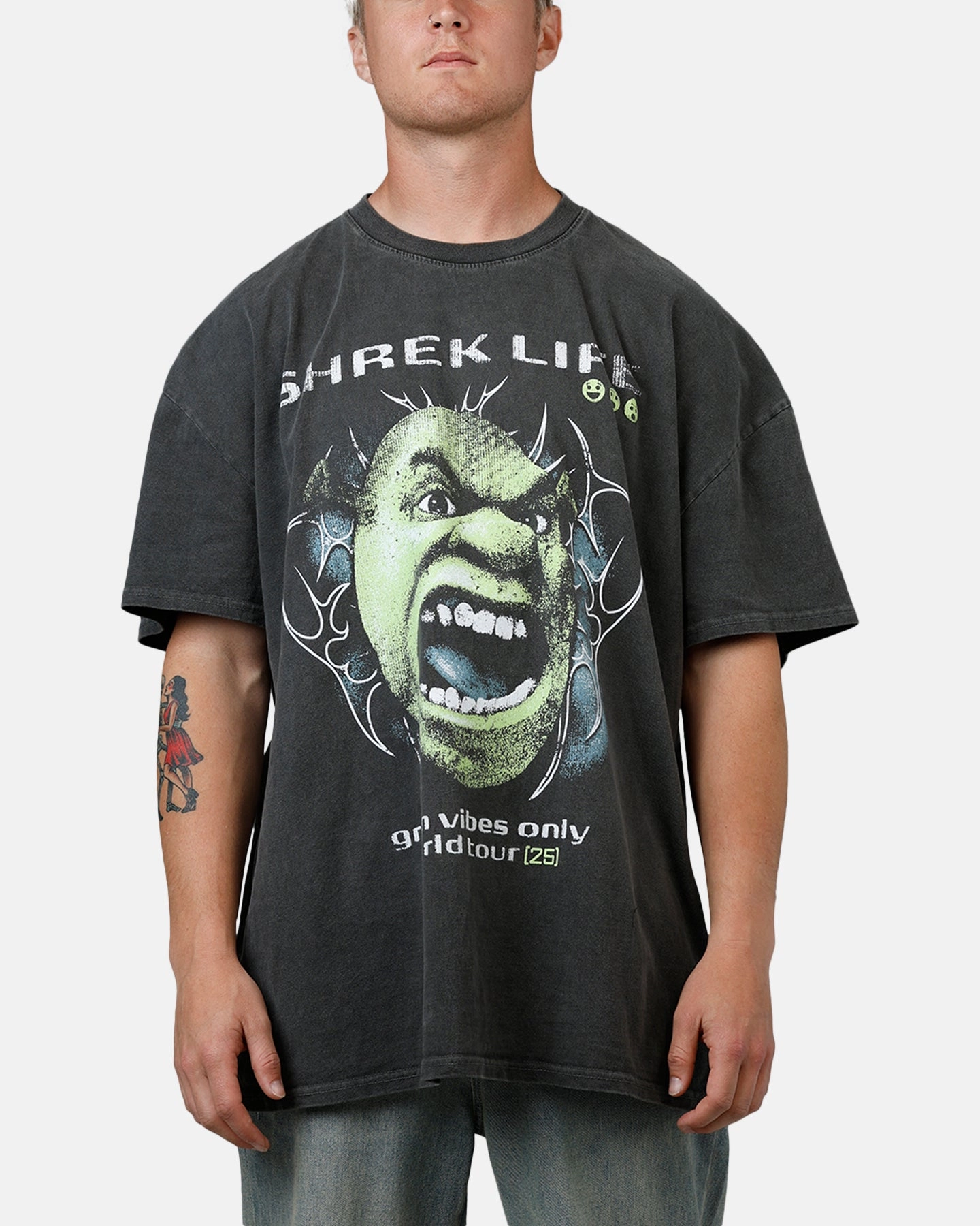 73 Studio X Shrek Rave Vintage T-Shirt Black Wash Tagless Comfort