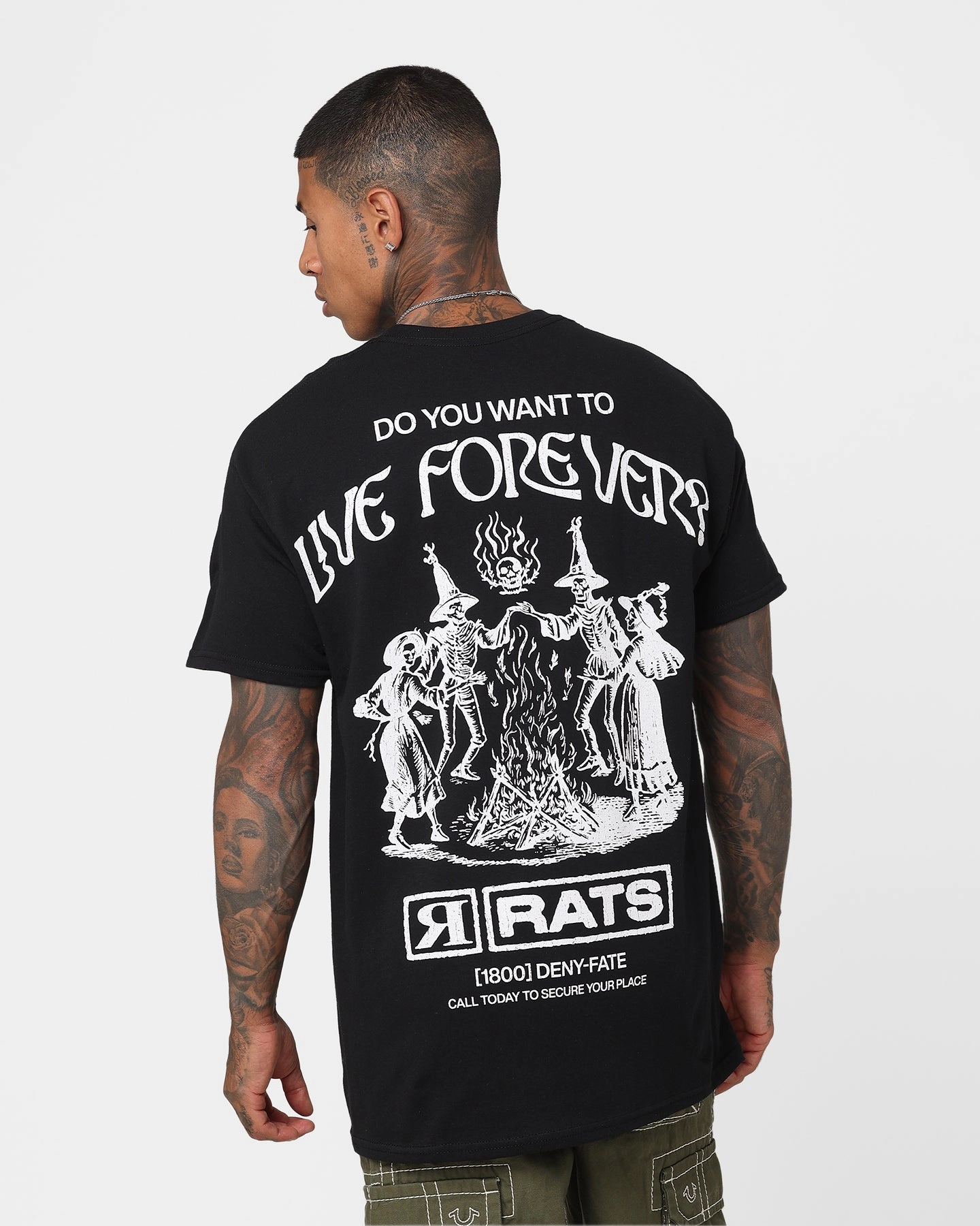 High Durability Material Rats Get Fat Rats Live Forever T-Shirt Black
