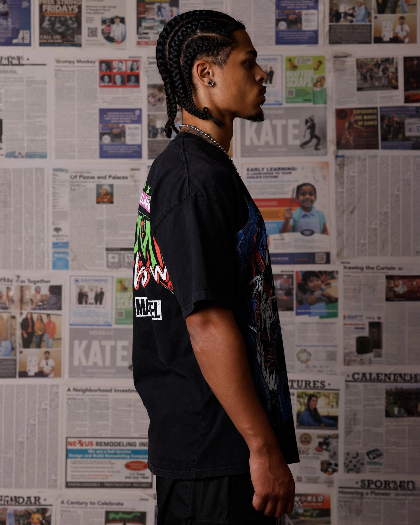 Oversized Fit Goat Crew Marvel Venom Eddie Brock T-Shirt Black Acidwash