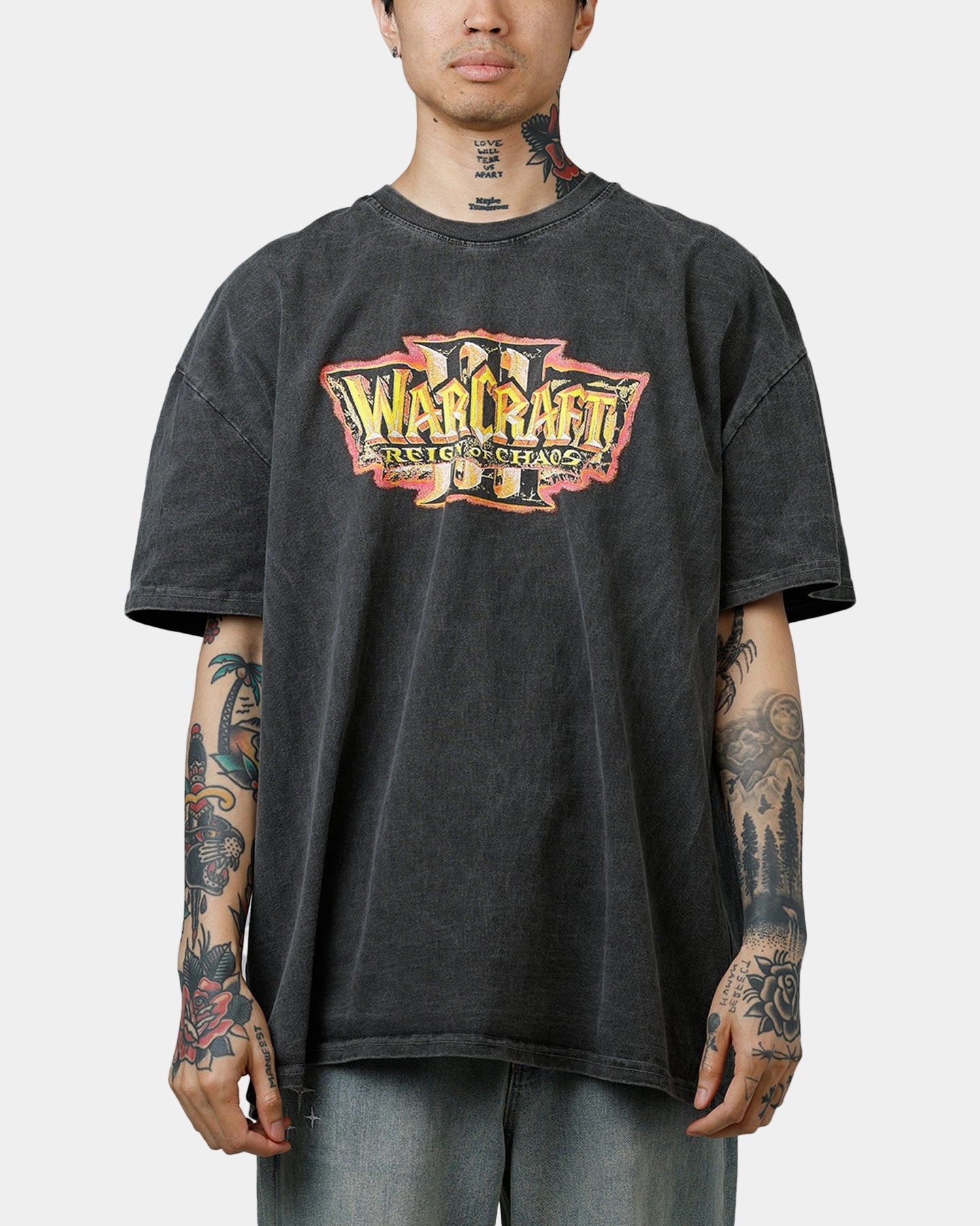 Colorfast Dye Method Ribbed Trim Details American Thrift X Warcraft: Reign Of Chaos T-Shirt Black Wash