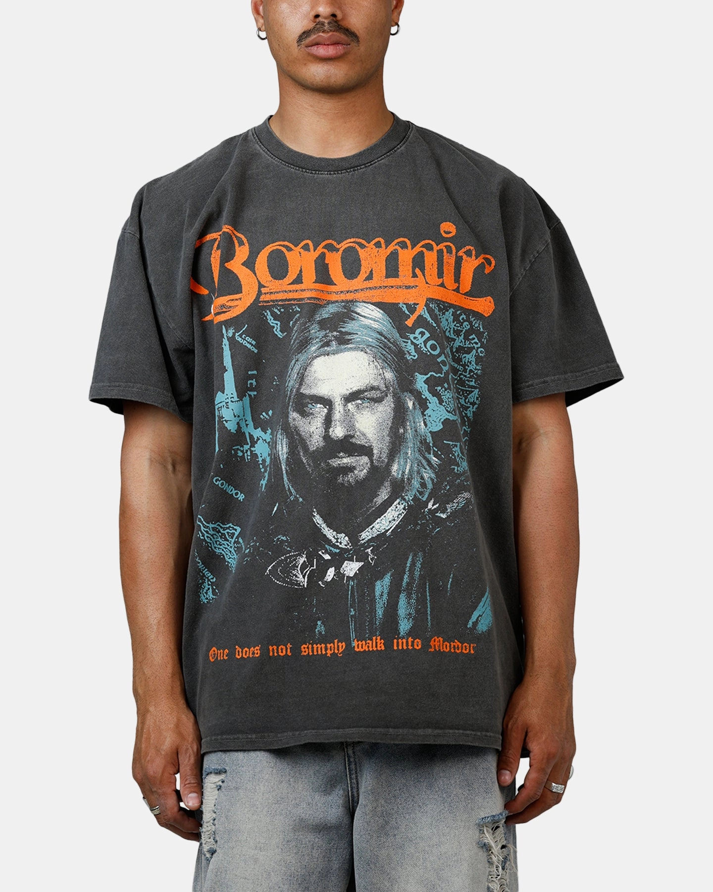 Versatile Layering American Thrift X Lord Of The Rings Boromir Heavyweight T-Shirt Black Wash