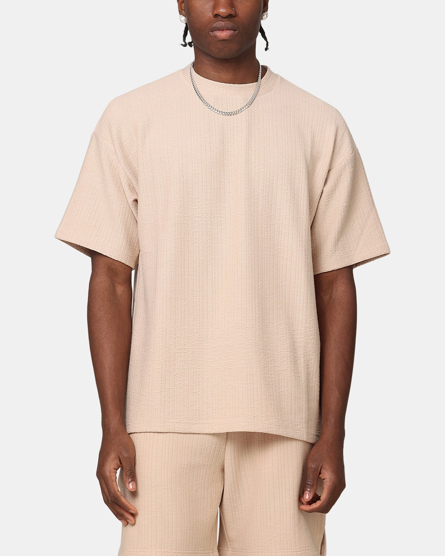 XXIII Andres T-Shirt Sand Contrast Topstitching Detail