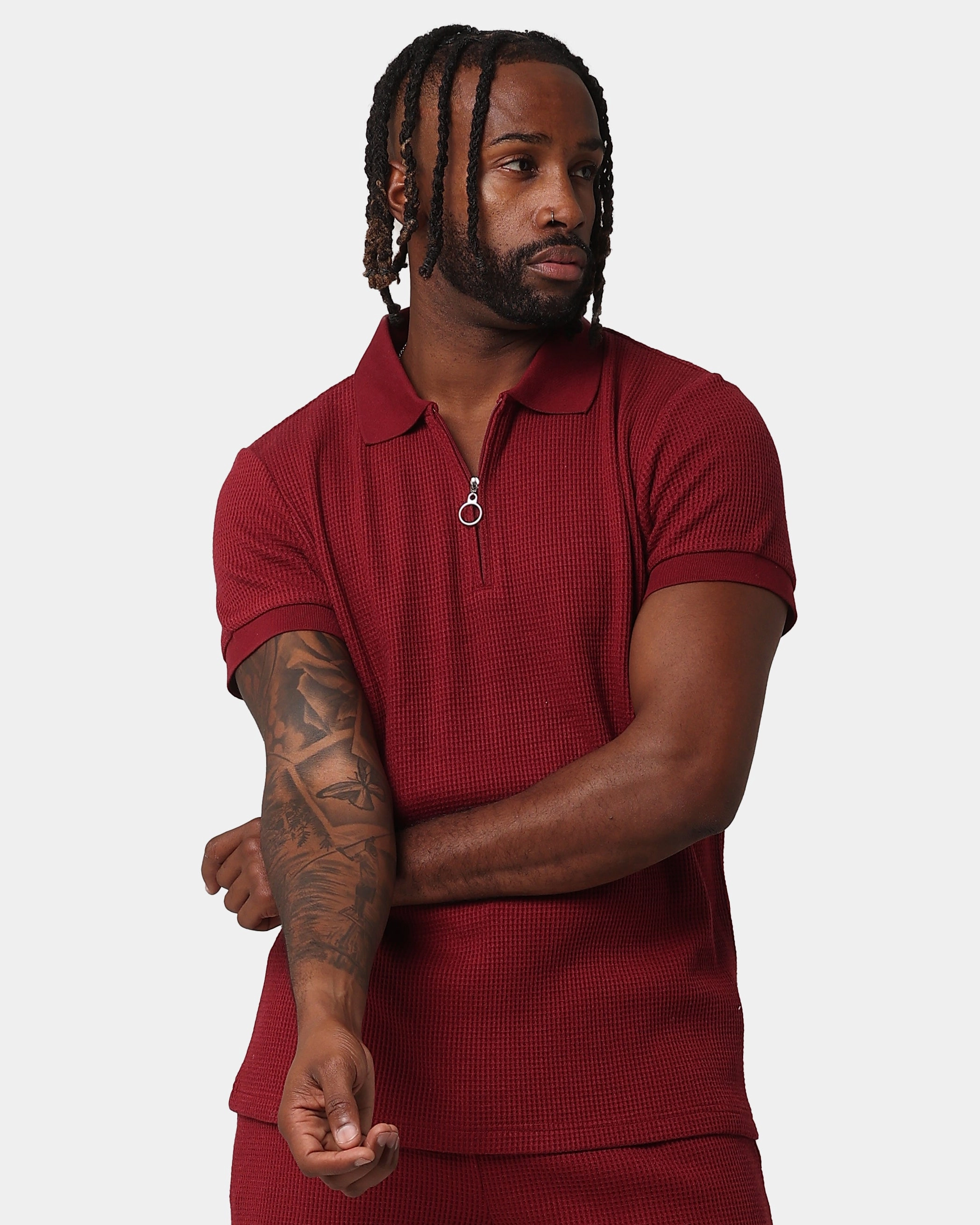 FrictionReducing XXIII Ethan Quarter Zip Polo Shirt Maroon