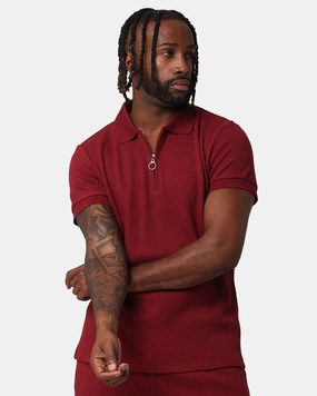 FrictionReducing XXIII Ethan Quarter Zip Polo Shirt Maroon